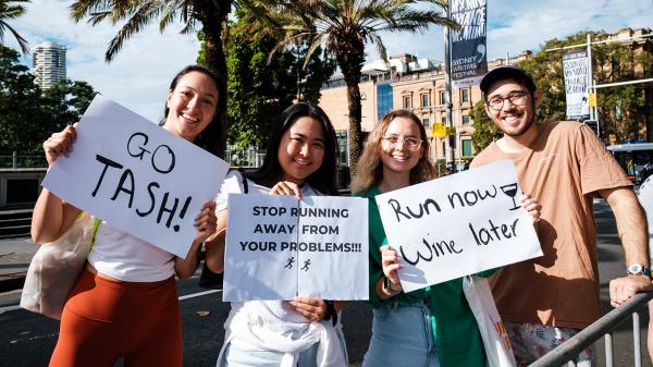 Sydney Half content fan club signs cheer squad friends